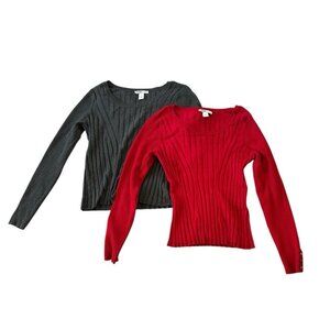 White House Black Market WHBM Womens Sweater Lot Of 2 XL Pullover Long Sleeve